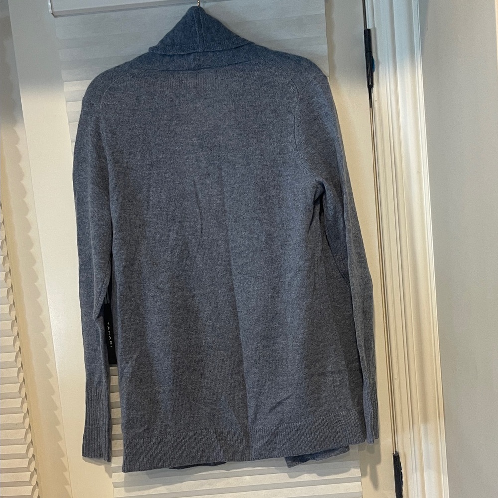 Tahari Women's Gray Cashmere Open-Front Cardigan - Picture 4 of 4